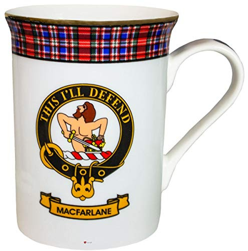 I LUV LTD China Coffee Mug MacFarlane Clan Crest Gold Rim Scottish Made