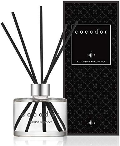 COCODOR Raumduft Reed Diffuser mit 5 Duftstäbchen 200ml - Garten Lavendel, Natürlich, Home Duft ätherisches Öl Reed Diffusor für Badezimmer Regal Dekoration