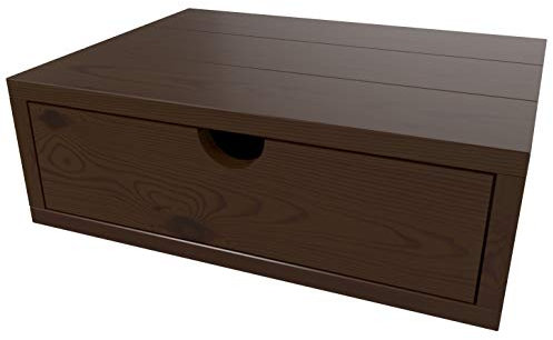 LA WEB DEL COLCHON Mesita Noche Madera Vintage Damasco con Cajon 35 (cms) x 34,5 x 15 (cms) Barnizado Nogal - Mesillas de Noche Flotantes de Madera Natural - Mesita de Noche Suspendidas
