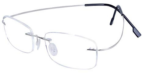 JoXiGo Unisex Reading Glasses +1.5 Rimless Lightweight (13g) Metal Flexible Frame + Case, Silver