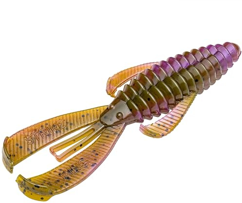 Strike King Rage Bug Fishing Lure, Soft Plastic Craw, Green Pumpkin Purple Swirl, 4-Inches, 7-Pack