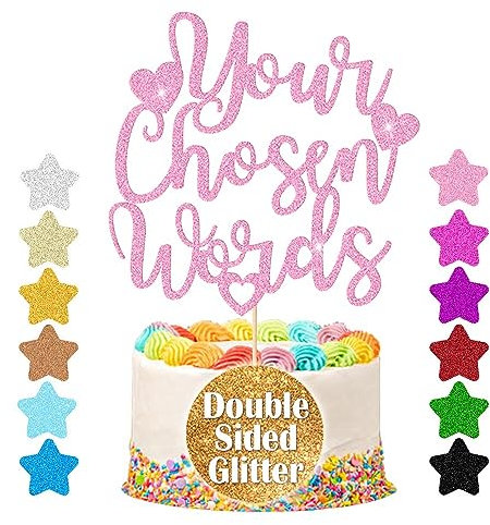 EDSG Personalised Cake Topper | Custom Cake Decoration with Any Text | Multicolour Glitter Wedding Party Decoration 13 15 18 21 25 30 45 60 (Baby Pink)