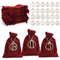 LIHAO Adventskalender zum Befüllen Jutesäckchen Rot Weihnachten Geschenksäckchen 24 Stück mit Zahlen Holz Deko Stoffbeutel Weihnachtskalender Bastelset Säckchen 10 x 15 cm