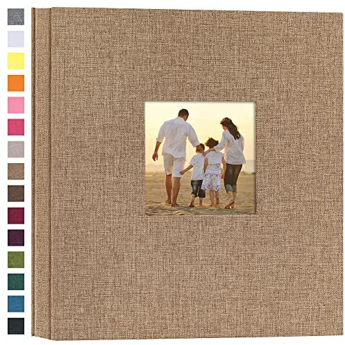 potricher Leinen-Fotoalbum, Hardcover, 10 x 15 cm, für 600 Fotos, großes Fassungsvermögen, für Familie, Hochzeit, Jahrestag, Baby, Urlaub, Khaki, 600 Taschen