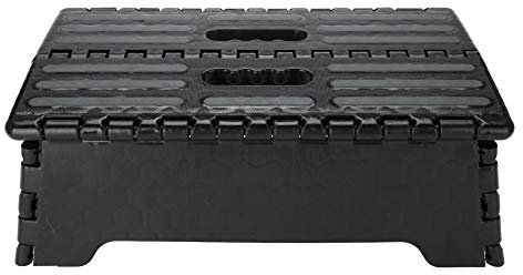 Scaletta per anziani, portatile, pieghevole, scaletta nera per anziani in gravidanza, bagno, viaggi, capacità di carico fino a 136 kg, 37,8 x 21,6 x 13 cm