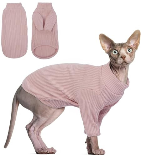 Haarlose Katzen-Weste Rollkragenpullover, atmungsaktiv, entzückende Katzenbekleidung, Pullover Kätzchen-T-Shirts mit Ärmeln, Katzen-Pyjama Jumpsuit für Sphynx, Cornish Rex, Devon Rex, Peterbalg