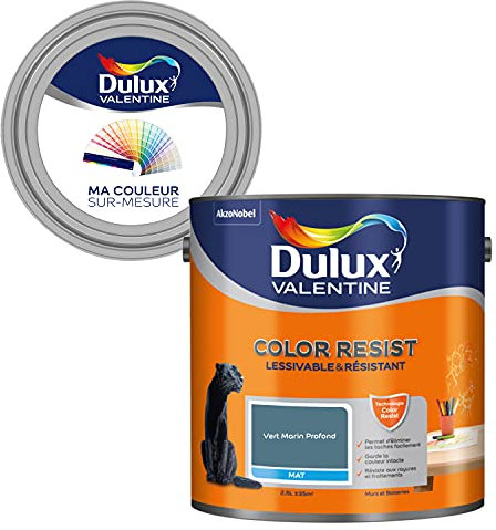 Ma Couleur Sur-Mesure par Dulux Valentine – Peinture Intérieure Murs, Plafonds, Boiseries - Palette Naturelle, Pièce à Vivre Mat, Vert Marin Profond, 2,5 L