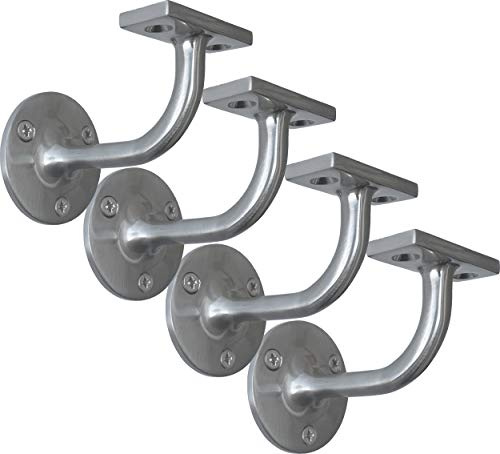 IRONTITE® 4X Satin Chrome Handrail Brackets, Heavy Duty Banister Rail Brackets, Suits Wood Or Metal Stair Banister Rails, Perfectly Finishing The Look of Your Hand Rail (4 Pack)
