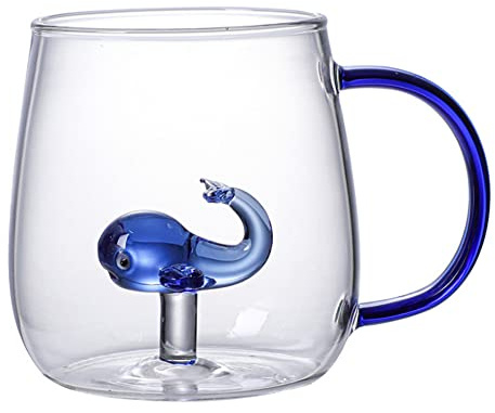 Acever 3D Cartoon Animal Figurine Glass Tea Cup Coffee Mug Drinkware Desktop Decoration Christmas Birthday Valentine's Day New Year Gift