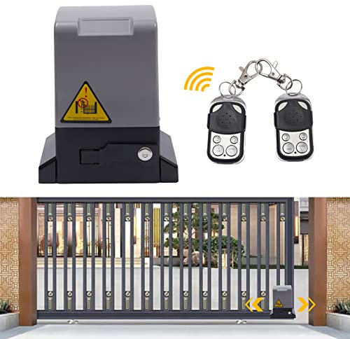 Motor para Puerta Corredera de 600KG, 2 Control Remoto, Abridor Automático de Puerta Corredera de 370W, Kit de Construcción Incluido