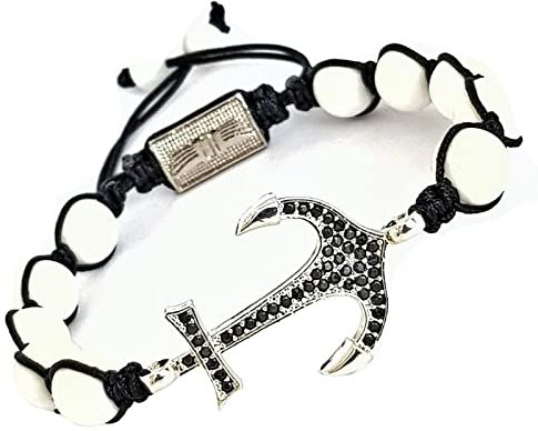 Leif Nelson Herren Armband Heilsteine Perlmutt Chakra echte Steine Anker Zirkonia Perlen Männer Natursteinen Damen Perlenarmband Jungen handmade LN-CS Weiss