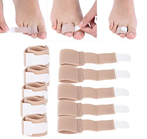 Zehenstrecker 10 Stück Hallux Valgus Bandage, Zehengepolsterte Bandagen, Zehen Finger Buddy Bänder Zur Korrektur von Krummen, überlappenden, Gebrochenen Zehen, Hammerzehenschienen