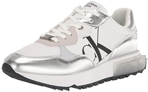 Calvin Klein Damen Magalee Sneaker, Silber/Weiß 040, 37 EU