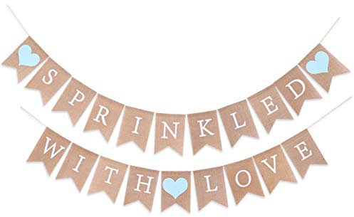 Streuung mit Liebe Banner - Rustikales Jute-Banner für Babyparty, mit Liebe bestreut, Babyparty-Dekorationen, Baby-Geburtstagsbanner, Party-Fotohintergrund, Foto-Dekoration Requisiten