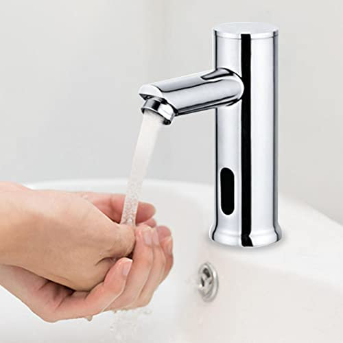 Robinet automatique sans contact pour salle de bain, robinet d'évier de salle de bain alimenté par piles en laiton activé par le mouvement mains libres avec boîtier de contrôle