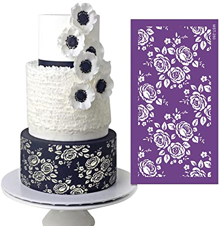 Kuchen Dekoration Schablonen Torten Schablonen Spitze Fondant Zubehör,Blumen kuchenvorlagen DIY Buttercreme Schablon Floral Spitze Kuchen Backen Schablonen für Geburtstag Hochzeit Kuchendekoration