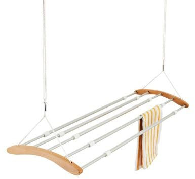 lakeland Extendable Ceiling Airer – Up To 6.7m Indoor Drying Space Beechwood & Aluminium