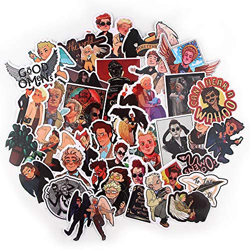 MayDee 38 Good Omen Aufkleber, Aufkleber Charakter Koffer Laptop Motorrad Skateboard Fahrrad Aufkleber, Anime Aufkleber Wasserdicht Niedlich DIY Good Omens Aufkleber, Mehrfarbig
