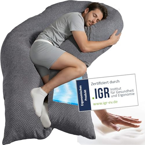Traumreiter Seitenschläferkissen Visco XXL PRO, ergonomisches Full Body Builder Männer Schlafkissen, orthopädisches Nackenkissen, Seitenschläfer Kissen Memory Foam Lagerungskissen Ergonomie geprüft