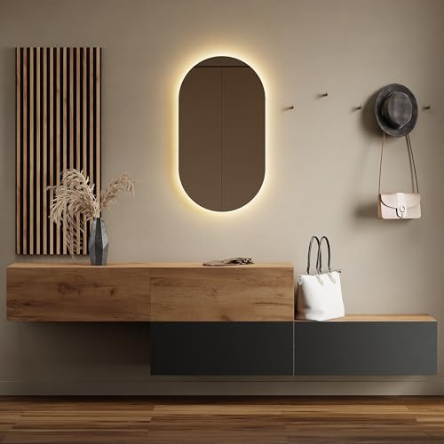 Planetmöbel Flur Möbel Garderobe 2X 160cm Gold Eiche/Gold Eiche | Anthrazit, Wandpaneel 50cm Gold Eiche/Anthrazit mit Spiegel 50cm (ohne LED), Wandgarderobe 32,5H x 160B x 37,8T cm