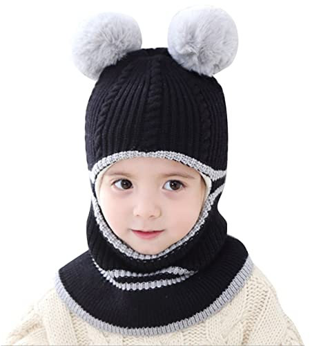 Kinder Wintermütze Schals Ohrenklappe 2 In 1 Jungen Mädchen Kleinkinder Beanie Warme Mütze Mit Ohrenklappen Halswärmer Kinder Wolle Hut Mit Ohrenklappen 2-6 Jahre