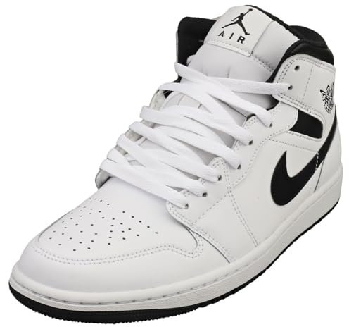 NIKE Air Jordan 1 Mid Hombre Trainers DQ8426 Sneakers Zapatos (UK 8 US 9 EU 42.5, White Black 132)
