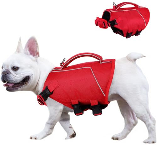 ASENKU Salvagente Cane, Giubbotto Salvagente Cane per Cani di Piccola Taglia Media Grande, Salvagente per Cani con Manico e Riflettente, per Bassotto, Chihuahua, Bulldog Francese, Labrador, ecc. S
