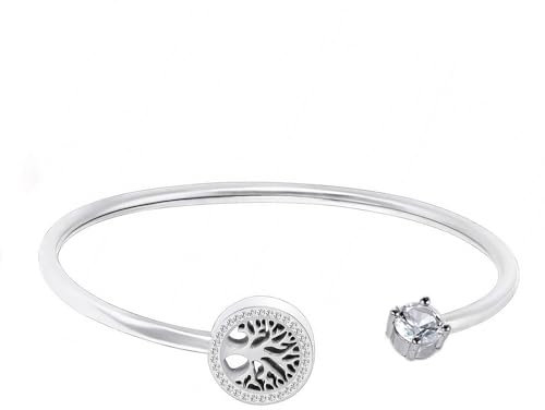 Bracelet Arbre de Vie Pour Femme, Charms Réglable Bracelets d'amour Arbre de Vie Amitié Bracelet, Bracelet Jonc en Argent Bracelet pour Les Filles, Zirconium Bracelets Réglable pour Femmes Cadeau