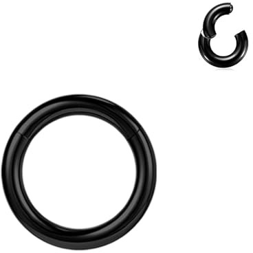 BodyAce Schwarz Segmentring Nasen Clicker 2G 4G 6G 8G 10G 12G PA Rings BCR | Helix Tragus Barbells Chirurgenstahl Nasenring Septum Piercings Schmuck