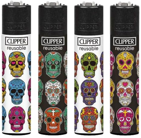 Nouveau Collection Clipper Grand Modèle Briquet Rechargeable Clipper Triple Skull Contenu de l'envoi 4 Clipper