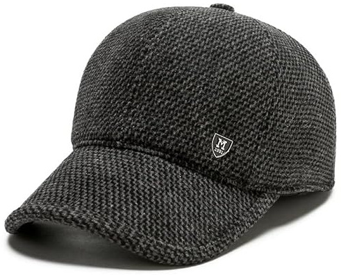 JA DENGIOR Basecap Herren Winter mit Ausklappbarem Ohrenschutz,Wintermütze Unisex Baseballmütze,Wintercap Herrencap Herbst/Winter Weichem Innenfutter Schirmmütze Outdoor Cap Herren