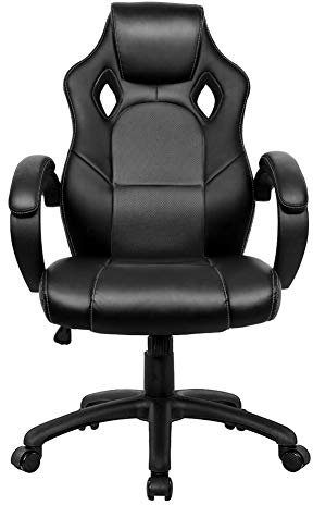 MYVVKIA Heimarbeitsstuhl, Bürostuhl, Schreibtischstuhl, Leder, Gaming-Stuhl, verstellbar, Rennstuhl, Arbeitsdrehstuhl, Chefsessel, Computerstuhl, Kopfstütze und Lendenwirbelstüt