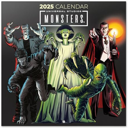 Grupo Erik Kalender 2025 Wandkalender 2025 Universal Monsters Kalender 2025 Familienplaner 2025 30 x 30 cm Familienkalender 2025 + Letzten 4 Monate 2023 auf einer Seite
