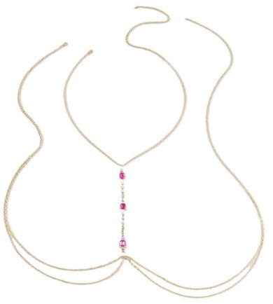DVERFSWEV-GH Luxury Body Chain Jewelry - Body Chains Can Be Layered and Matched, Bikini Chain Jewelry Perfect for Gifting Her(Gold+Rose)