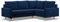 Mebligo - Ecksofa mit Schlaffunktion und Bettkasten Blank, Eckcouch mit Ottomane Rechts, Sofa L Form 226 x 175 x 92 cm, Couch mit Bonellfedern, Ecke Sofa Wohnzimmer, Schlafsofa - Marineblau