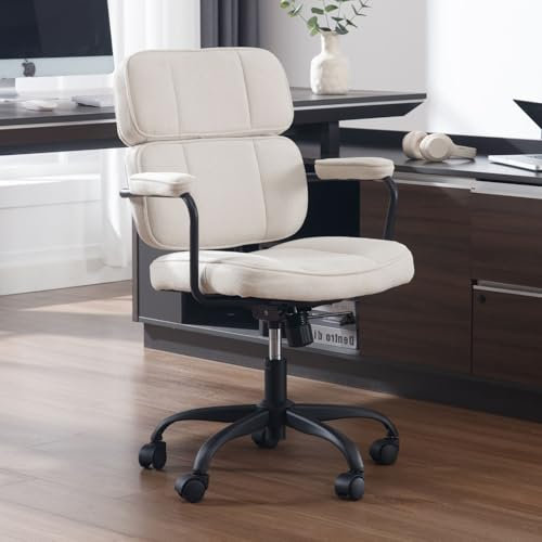 chairus Schreibtischstuhl Bürostuhl Ergonomisch für Arbeitszimmer Chenille 360° Drehstuhl Höhenverstellbarer Computerstuhl für Büro Wohnzimmer Schlafzimmer (Beige)