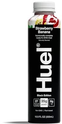 Huel Black Edition Ready-to-drink | 8 x 500ml Flaschen | Eiweißshakes | Geschmack Erdbeere Banane | High Protein Drink | 35g Protein pro Flasche | Reich an Vitamin D | Fettsäuren | Calcium |