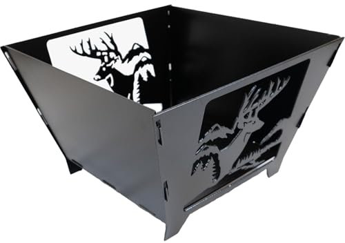 BRACIERE da giardino esterno, pieghevole elegante portatile I design 41cm in acciaio al carbonio, Griglia per barbecue, Cestino per il fuoco, Portalegna, Rscaldamento terazza, Fuoco per campeggio.