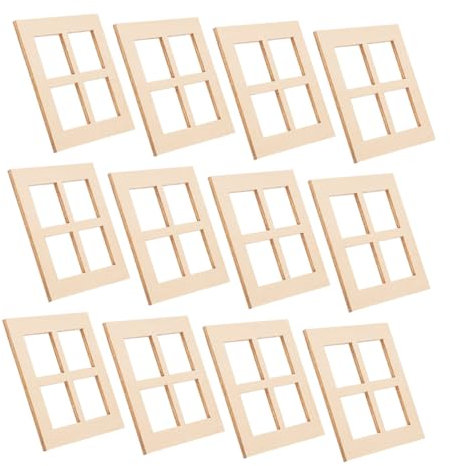 Milisten 1set Miniature Window Ornaments Dollhouse Windows Miniature House Window 1:12 Scale Accessories Miniature Window Decor Dollhouse Miniature Accessories Dollhouse Doors Wooden 20pcs