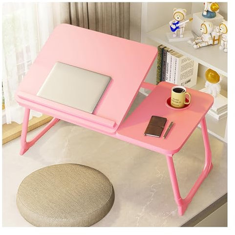HBOOMOEM Betttisch，Tablet Tisch Betttisch，Laptop Betttisch Klappbar Tragbar，FrüHstüCkstablett Mit Klappbaren，Kann Zum Essen, Lernen, Lesen Und Arbeiten Verwendet Werden.(Pink)