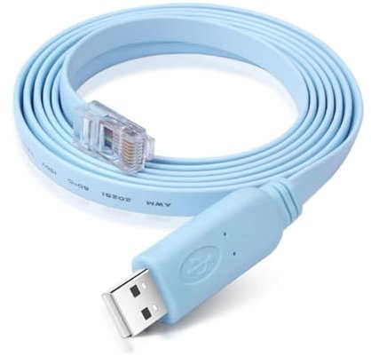 H!Fiber.com Câble de console USB, câble de console USB vers RJ45 pour routeurs Cisco/routeurs AP/commutateurs, support Windows/Mac/Linux, 1.8m/6ft