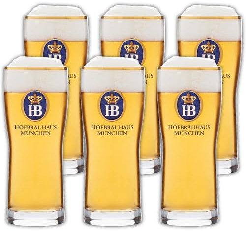 Bierglas Set Original Hofbräuhaus Münchenbecher mit 6 Stück à 0,3 l mit HB-Logo | Bierkrug 0,3 l als Bier Geschenk für Männer und tolle Bier-Geschenkideen (6, 0,3 Liter)
