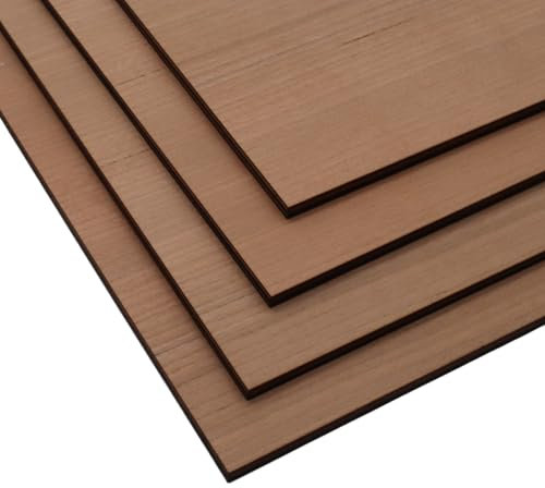 Kirschbaum Sperrholz 5 mm, Ideal für Laser-, CNC- und Bastelarbeiten, Robuste 5 mm Stärke für Stabilität und Präzision, Premium Messerfurnier für edles Finish und feine Details (1, 300x200 mm)