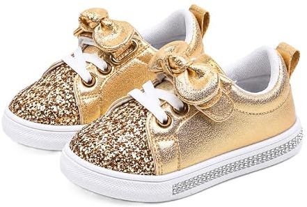 Chaussures Fille avec Pailletés, Rose Or Silver, Sneakers Casual Slip on, Semelle en Caoutchouc Antidérapant