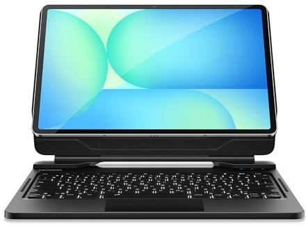 Dexnor für Samsung Galaxy Tab S10 FE+ Plus Hülle mit Tastatur 13,1 Schwebender Ausleger Magnetständer Trackpad Dual-Bluetooth Verbindung mit Mehreren Geräten Beleuchtung S Pen Halter, Schwarz