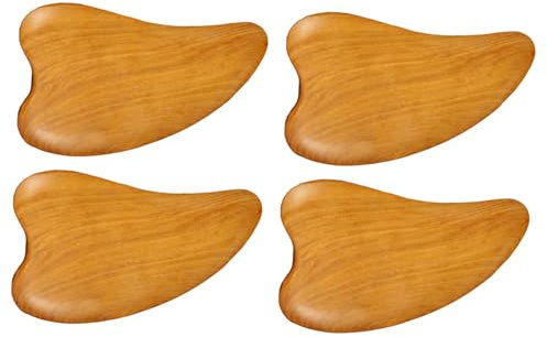 LIFKICH Holz Gua Sha Schaber 4 Stück Gesichtsschabebrett Naturholz Massagegerät für Meridian Therapie Leichtes Wellness Tool gegen Verspannungen und Falten Handlich für Reisen