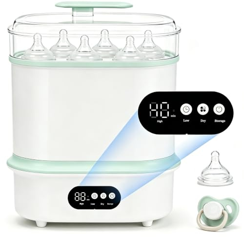 Baby Bottle Washer Steriliser and Dryer, Three-Layer Modular Nesting Design | Multi-Function Steam Steriliser for Baby Bottles, Up to 6 Bottles, for Pacifiers Pump Parts & Newborn Essentials, Fast Drying