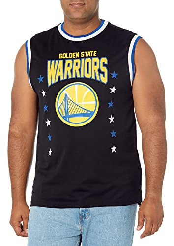 Ultra Game Men's NBA Jersey V-Neck Mesh Short Sleeve Tee Shirt, Golden State Warriors, Black, X-Large