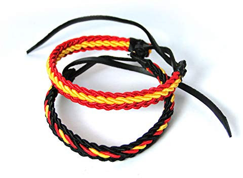Vendopolis Pack DE 2 Pulseras Pulsera DE Cuero E Hilo Trenzada Colores Bandera ESPAÑA 2 Unidades 2 Colores