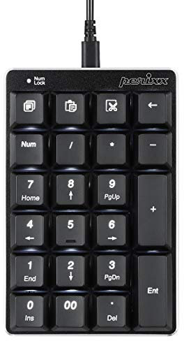 Perixx PERIPAD-303 Mechanischer Nummernblock mit Hintergrundbeleuchtung - USB - 22 Tasten - Brauner Kailh Schalter